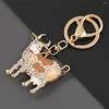 Keychains Cool Cow Fashion Women Alloy Crystal Key Ring Car Chains Friend Rhinestone Gift Charm Jewelry Keychain