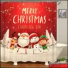 Douchegordijnen Kerst gedrukte badkamer Gordijn Snowman Santa Claus Elk Waterdichte polyester Fabric Bath Home Decoratie Drop del Dhpdn