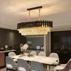 Pendant Lamps Living Room Luxury Black Metal Led Lights Modern Lustre Crystal Clear Hanging Lamp E14 Indoor Lighting Fixture