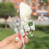 Dekorativa blommor 1 bit bröllop corsage brudgummen boutonniere party prom man handgjorda chiffong garn rose kristall män pass brosch blomma