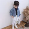 16136 Cappotto di jeans per bambini autunno-primavera Giacca di jeans con fiori vintage Cappotti per bambini