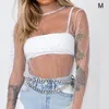 Chemisiers pour femmes Sexy Dentelle Mesh Sheer T Shirt Femmes Transparent Tops Col Roulé Voir à Travers la Couverture