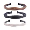 Headbands Pu Leather Braided Headband Coffee Beige Black Twisted Hairband Women Girls Simple Band Accessories 230330