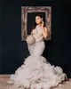 Arabic Aso Ebi Lace Mermaid Wedding Dress Sexy One Shoulder Beaded Pearls Luxurious Bridal Gowns Dresses
