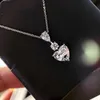 2023 Heart Cut 3ct Moissanite Pendant 100% 925 Sterling Silver Wedding Pendants Necklace for Women Bridal Choker Jewelry
