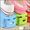 Storage Boxes Bins Double Layer Adjustable Shoe Organizer Footwear Support Slot Space Saving Cabinet Closet Stand Shoes Rack Box D Dhztb