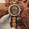 Montres-bracelets Vintage Art Artisanat Crâne En Relief Conception Montre Pour Hommes Mixte Réglable Plein Bois Bande Steampunk Quartz Horloge Analogique