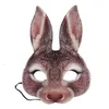 Party Masks EVA Half Face Rabbit Mask Adult Halloween Animal Head Mask Party Role Playing Mask Easter Carnival Makeup Ball 230329