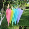 Umbrellas Candy Color Umbrella Long Handle Frosted Pvc Matic 8 Bone Pink Green Yellow Solid Drop Delivery Home Garden Household Sundr Dhhdf