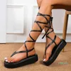 Sandały Summer Sexy Ladies Owinąć kostkę koronkowe buty Plus Size damska platforma gladiator