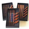 Servis uppsättningar 8st Housewarming Gift Pack 4 Chopsticks Holders Handmited Japanese Natural Wood Set