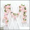 Ghirlande di fiori decorativi 2.2M Fiore artificiale Vite Panno Rosa Edera Viti appese Ghirlande Decorazioni Party Garden Decor Dhml6