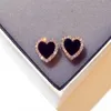 Fiançailles émail mignon coeur boucles d'oreilles pour femmes filles couleur or rose bijoux d'été noir boucle d'oreille bijoux de mariage cadeaux GC2006
