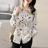 Blouses feminina Primavera Star Autumn Star Print Elegante Botões de moda Camisa Lady Lady Manga Longa Blusa Top Moment de Mulheres Momanadas