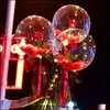 Otros suministros festivos para fiestas Led Globo luminoso Ramo de rosas Luz intermitente transparente Bobo Ball Decoración de cumpleaños San Valentín Wedd Dhadz