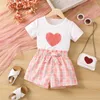 Kleidung Sets Kinder Kleinkind Baby Mädchen Frühling Sommer Baumwolle Druck Kurzarm Shorts Mädchen Outfit 36 Monate Giraffe Artikel für