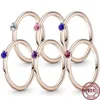 925 Srebrne kobiety dopasowane Pandora Pierścień Oryginalne serce Crown Pierścienie moda jasny kolor Wykwintny miłość do cyrkonu patelnia