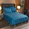 Bed Skirt Winter Thickened Cotton Crystal Fleece Bedding Single Piece Warm Bedding Cover Non slip Bedding Cover Excluding Pillowcase. 230330