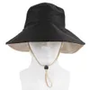Secchio pieghevole a doppia facciale hbp per donne ragazze estate cappello da sole pescerman visor berretto anti-uv largo cappelli da sole brim cappelli di cotone p230327