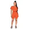Womens Designer Clothing Tracksuits Two Piece Outfits Fashion Round Neck Short Sleeve Sweater Pocket Shorts Set Two Pieces