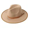 Chapeaux à large bord Mode Été Chapeau de paille Voyage en plein air Vation Sun Shade Panama Jazz Straw Beh Cap Hommes Femmes Protection solaire Big Brim Hat P230327