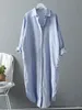 Robes décontractées Syiwidii femmes longue chemise blanche lin coton printemps/été décontracté coréen vêtements rétro surdimensionné Midi Robe 230330