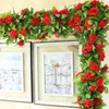 Dekorative Blumen 1pc künstliche Rosen-Silk-Blumen-Reben-Girlande für Hochzeits-Dekoration getrocknete Reben-Hausgarten-Fälschungs-Anlagen-Wand-Abziehbilder 2 B7o7
