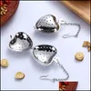 Coffee Tea Tools Heart Shaped Infuser Mesh Ball Stainless Steel Loose Herbal Spice Locking Filter Strainer Diffuser Drop Delivery Dhkpz