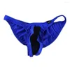 Underpants Sexy Men Ice Silk Thong Penis Bulge Pouch Underwear Shorts Knickers Low Waist Soft Briefs Porn Seamless Panties