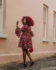 Roupas étnicas 2023 África Impressão digital Vestido de outono feminino Três quartos de lótus LOAF SPOT SPOT Spot Spot por atacado