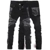 Mäns jeans Skinny Mens Leather Pants Motorcykelbyxor 230330