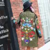 Damesjassen Spring Hip Hop Women Brand Army Green Rivets Graffiti Patchwork Tassel Loose Wind Breakher Jacket Coat vrouwelijke bovenkleding