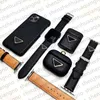 أفضل حالات الهاتف الفاخرة المكونة من 3 قطع محددة لـ iPhone 14 13 Pro Max 11 14pro Pu Leather Protector Watch Watch Ultra Band Airpods Cover Watchband 38 40 42 44mm 49mm