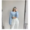 Women's Polos 2023 Style Women Short Sweatshirts Autumn Ladies KoreanONeck Long Sleeve Solid Color Bare Napped Loose Pullover Top 230330