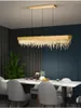 Candeliers lideram a lâmpada pendente de luxo de cristal de retângulo de luxo para sala de jantar cozinha cristal longa luz de suspensão
