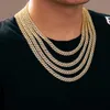 Cadenas Jewelry Iced Out 9mm Gold Plated Hip Hop Men Women Zircon Miami Cuban Link Chain Necklace