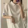 Kobiety Polos Yasuk Summer Fashion Casual T koszule Pullover Slim Loose Polo Tees Allmatch Cute Student Gentle Love Heart Sport 230330