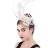 Coiffes Élégante Mariée Fantaisie Mariage Sinamay Headwer Dames Dîner Fascinator Coiffe Épingles À Cheveux Accessoires Lin Chapellerie