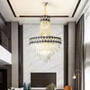 Ljuskronor Crystal Chandelier Light Luxury Simple Modern Duplex Staircase Long Hanging Lamp Villa El Gold Fixture Luster E14