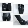 Men's Jeans Pants Autumn Winter Pu Leather Plus Fleece Windproof Warm Male Pencil Casual Slim Black 2736 Mens 230330