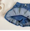 16126 Summer Kids Girls Denim Skirt Ruffles Culottes Children Girl Pantskirt Pleated Skirts