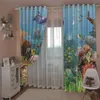 Curtain & Drapes 3D Blackout Underwater World Curtains For Lving Room Bedroom Thick Silk Window Children's Cortinas Para La Sala