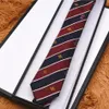 Gravata de marca design listrado gravata clássica de marca masculina de casamento casual gravata estreita caixa de presente embalagem