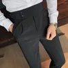 Mäns kostymer 2023 Men's Suit Pants Slim Fit Business Office High midja Classic Korean Casual Trouser Top Quality Mane Brand B82