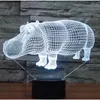 Veilleuses 3D LED Lumière Dynamique Rhinocéros Hippo Avec 7 Couleurs Pour La Décoration De La Maison Lampe Incroyable Visualisation Optique