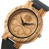 腕時計時計木製の時計の彫刻ヒドラダイヤルカジュアルライトウェイトクリエイティブウォッチマン本物の革バンド時計