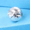 925 Sterling Silver Dainty Bow Clip Charm con Clear CZ Bead si adatta ai braccialetti con ciondoli stile Pandora di gioielli europei