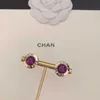 Beaded Halsband Designer New 21k Purple Diamond Round Letter Hollow Earrings Sequin Star Sky Crystal Fashion Versatile 8zju
