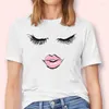 Camisetas femininas lady desenho animado fêmeas tampos tees roupas imprimoras mulheres compõem unhas arte 90s imprimindo camiseta gráfica de moda fofa