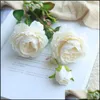 Ghirlande di fiori decorativi Artificiale Western Rose 3 Testa Peonia Decorazioni per la casa Materiali di seta Fiore Consegna a goccia finta Dh3Ka